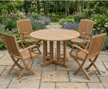 Berrington Round Garden Gateleg Table and Arm Chairs Set