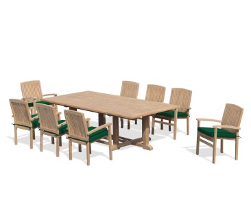 8 Seater Patio Set with Hilgrove Rectangular Table 2.6m & Bali Chairs