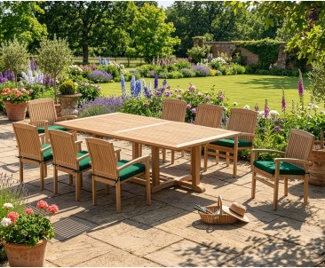 8 Seater Patio Set with Hilgrove Rectangular Table 2.6m & Bali Chairs