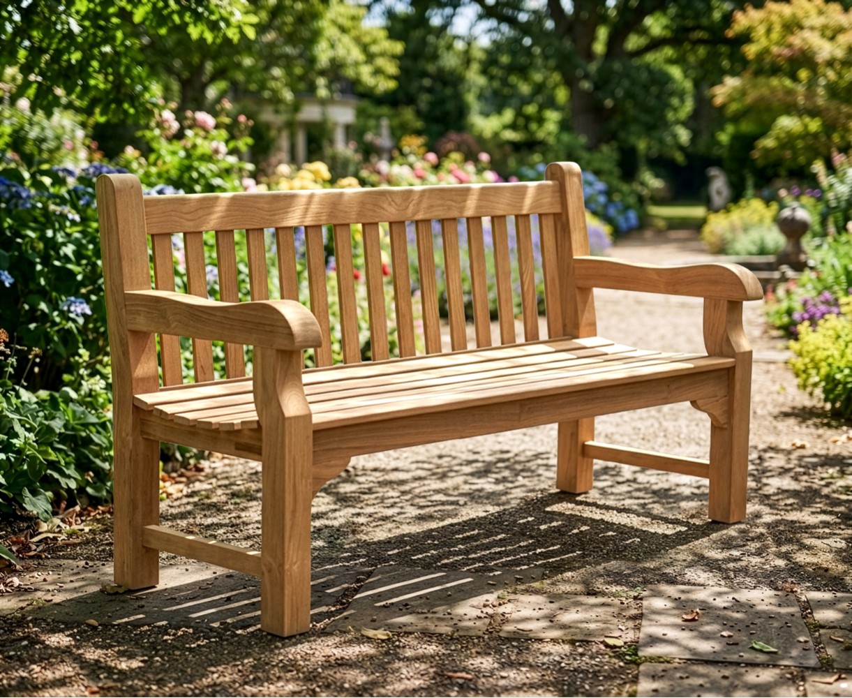 Balmoral 5ft Teak Park - Street Bench |  Heavy Duty Garden Bench