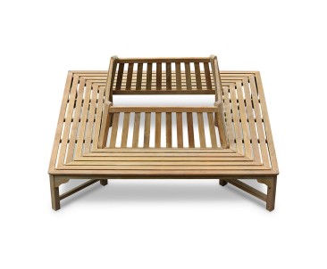 Teak Square Wrap Around Bench with Back – 2.2m
