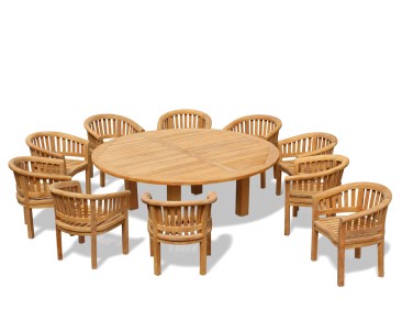 10 Seater Garden Furniture Set, Titan Round 2.2m Table Banana Chairs