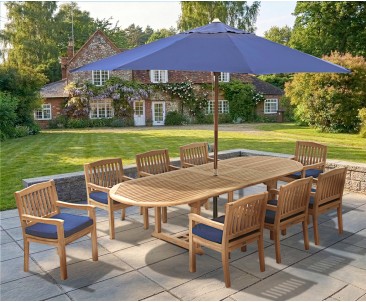 Teak Garden Extendable Dining Set with 8 Armchairs