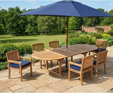 Brompton Teak 6 Seater Extending Dining Set