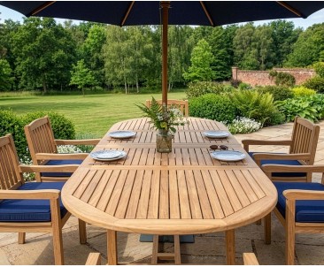 Brompton Teak 6 Seater Extending Dining Set