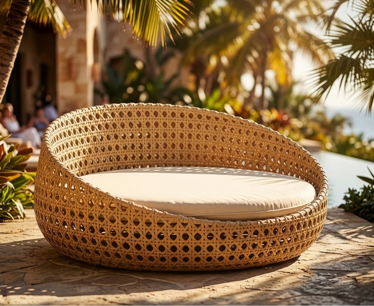 Oyster Open Weave Rattan Daybed