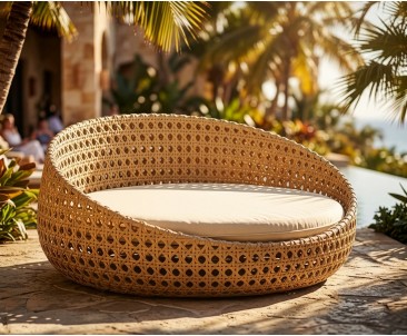 Oyster Open Weave Rattan Daybed