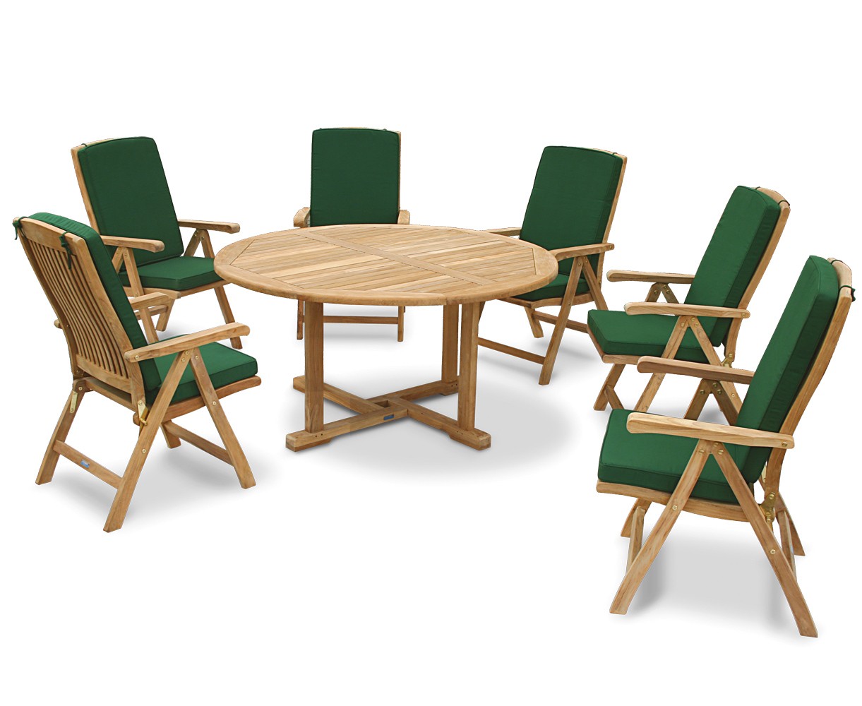 Canfield Round Garden Table and 6 Bali Chairs Set