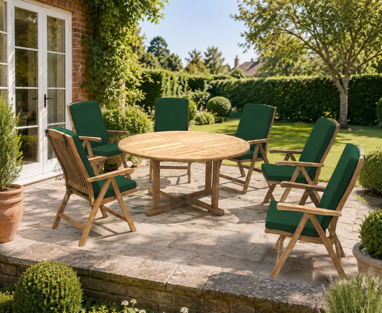 Canfield Round Garden Table and 6 Bali Chairs Set