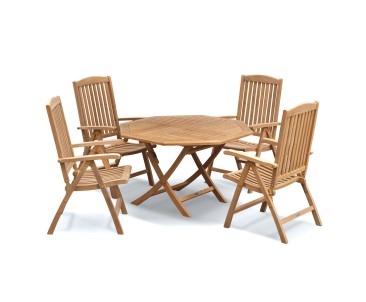 Garden Folding Dining Table and Reclining Chairs Set