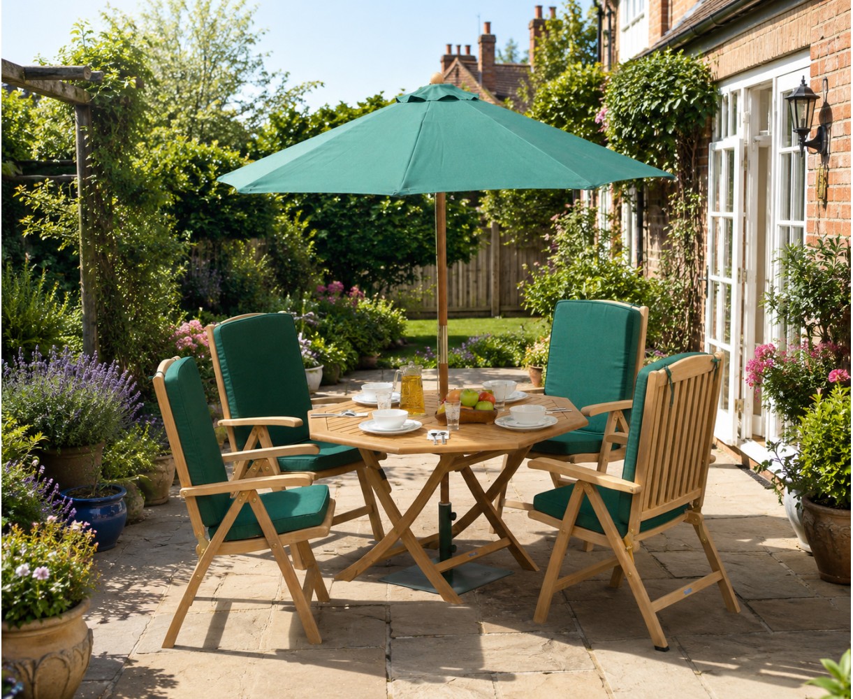 Garden Folding Dining Table and Reclining Chairs Set