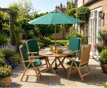 Garden Folding Dining Table and Reclining Chairs Set