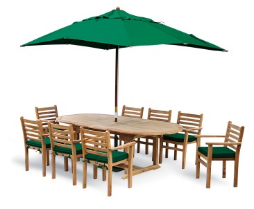 Yale 8 Seater Extending Dining Table and Stackable Chairs Set