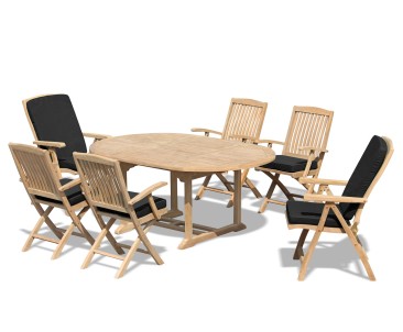 Deluxe Brompton Teak Dining Table and Bali Folding & Reclining Chairs