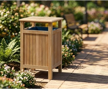 Outdoor Club Litter Bin, Teak and Steel