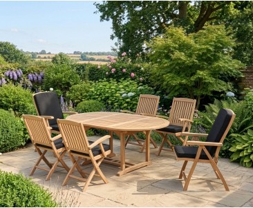 Deluxe Brompton Teak Dining Table and Bali Folding & Reclining Chairs