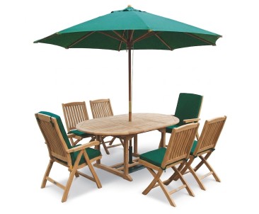Deluxe Brompton Teak Extendable Dining Table and 6 Chairs Set