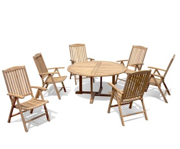 Canfield 1.5m Teak Dining Set with 6 Cheltenham Chairs