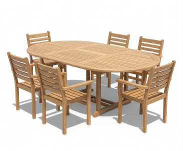Yale 6 Seater Teak Garden Table and Stacking Chairs Set