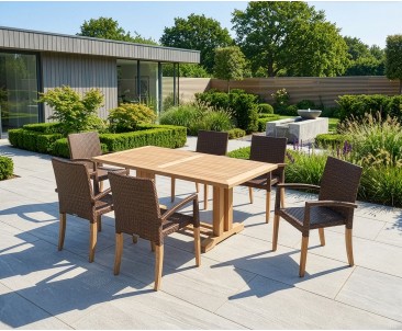 6 Seater Outdoor Dining Set - Cadogan 1.8m Table - St. Tropez Chairs