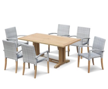 6 Seater Outdoor Dining Set - Cadogan 1.8m Table - St. Tropez Chairs