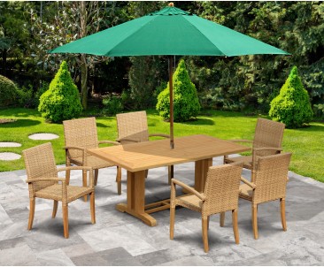 6 Seater Outdoor Dining Set - Cadogan 1.8m Table - St. Tropez Chairs