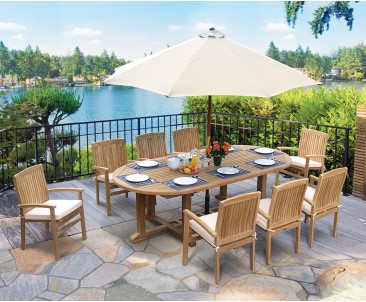 Hilgrove 2.6m Large Oval garden Table and 8 Stackable Chairs Set
