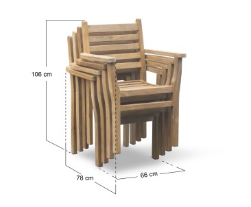 Cadogan 6 Seater Teak Pedestal Table 1.8m & Yale Stacking Chairs