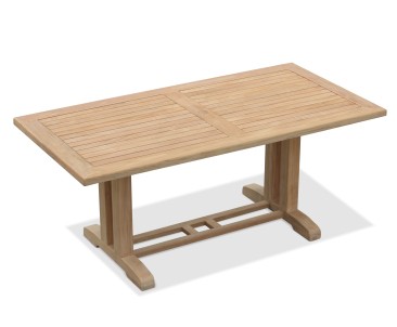 Cadogan 6 Seater Teak Pedestal Table 1.8m & Yale Stacking Chairs