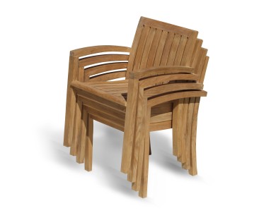 Suffolk Teak Folding Garden Table and 4 Stacking Chairs Set