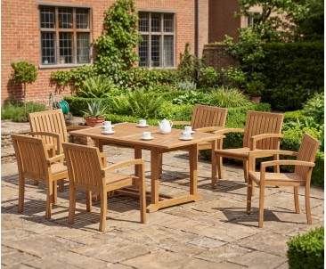Hilgrove 6 Seater Garden Table and Monaco Stacking Chairs Set