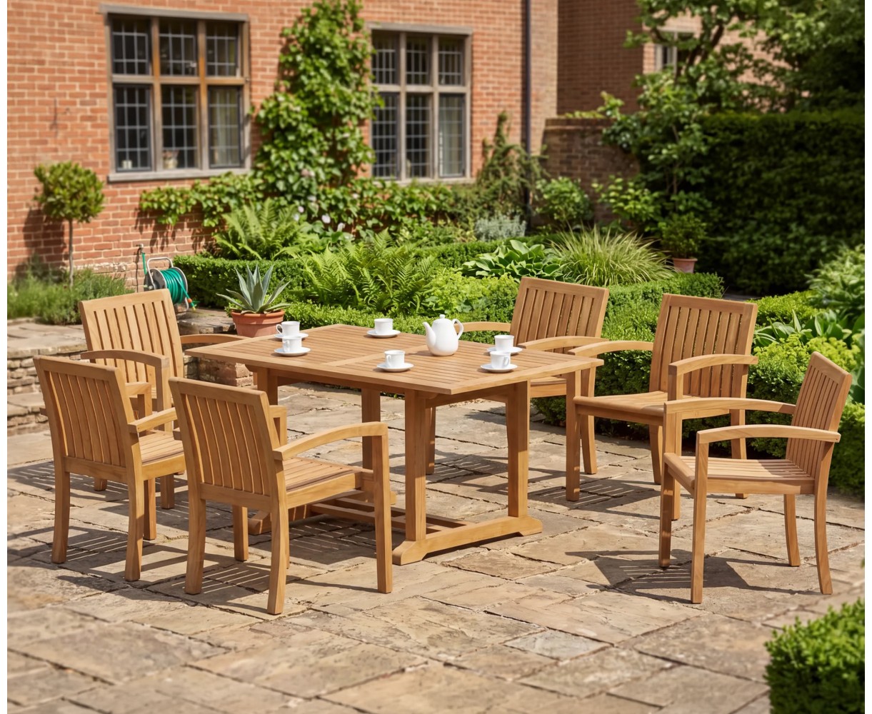 Hilgrove 6 Seater Garden Table and Monaco Stacking Chairs Set
