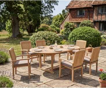 Brompton Extendable Dining Table Set with Bali Stacking Chairs