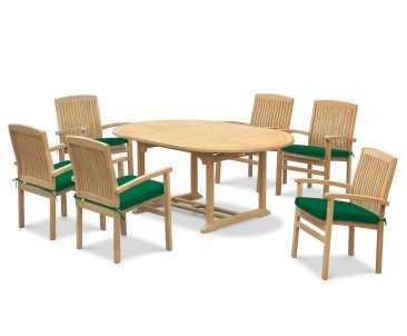 Brompton Extendable Dining Table Set with Bali Stacking Chairs