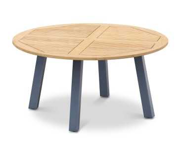 Disk Teak & Steel 150cm Round Table with 6 Vero Stacking Chairs
