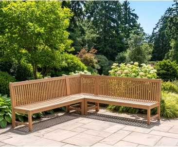 Canterbury Teak Outdoor Benches and Corner Chair Set