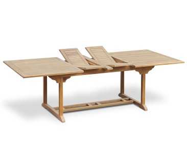 Dorchester Teak Double-Leaf Extending Garden Table 1.8-2.4m x 1.1m