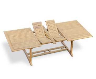 Dorchester Teak Double-Leaf Extending Garden Table 1.8-2.4m x 1.1m