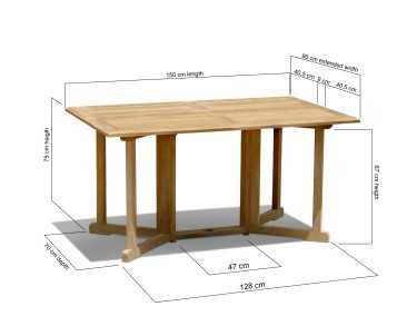 Shelley Teak 5ft Garden Rectangular Folding Gateleg Dining Table