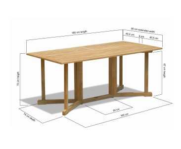 Shelley Teak 6ft Garden Rectangular Folding Gateleg Table