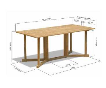 Shelley Teak 6ft Garden Rectangular Folding Gateleg Table