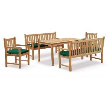 Sandringham Teak Chairs, Table and Benches Set