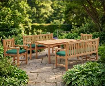 Sandringham Teak Chairs, Table and Benches Set