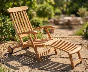 Teak Steamer Chair with wheels