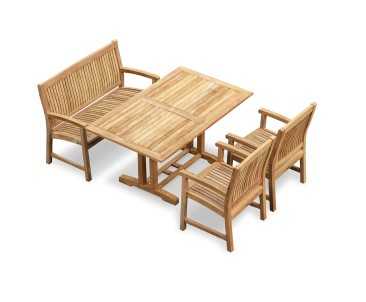 Belgrave Rectangular 1.5m Teak Dining Table with Stanford 1.2m Bench and Stanford Chairs