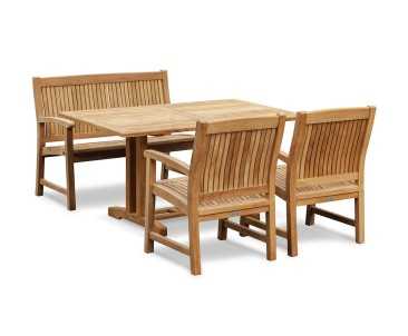 Belgrave Rectangular 1.5m Teak Dining Table with Stanford 1.2m Bench and Stanford Chairs
