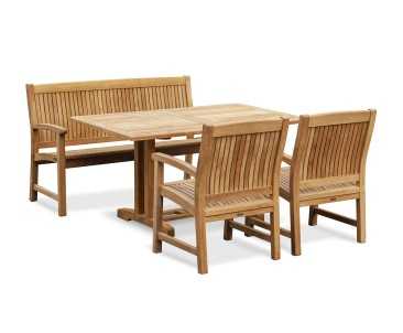Belgrave 150cm Rectangular Teak Table with Stanford 150cm Bench and Stanford Armchairs
