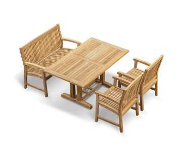 Cadogan Teak Dining Table, Stanford 120cm Bench and Stanford Armchairs
