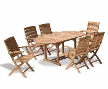 Bijou Garden 6 Seater Extending Dining Set With Folding Chairs