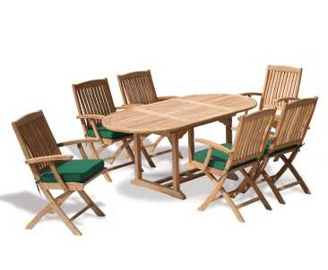 Bijou Garden 6 Seater Extending Dining Set With Folding Chairs
